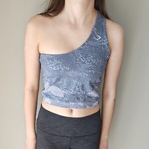 Gymshark One-Shoulder Heathered Blue Crop Tank